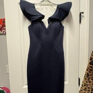 Eliza J One Shoulder Navy Dress new without tags